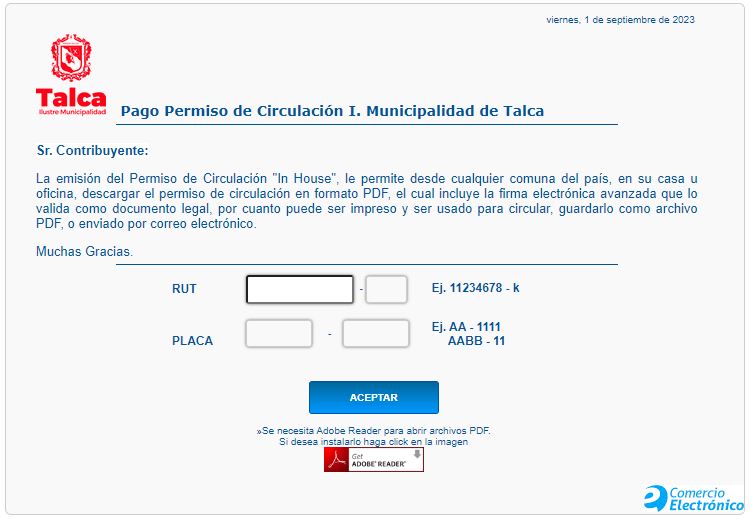 pago en linea en municipalidad de talca